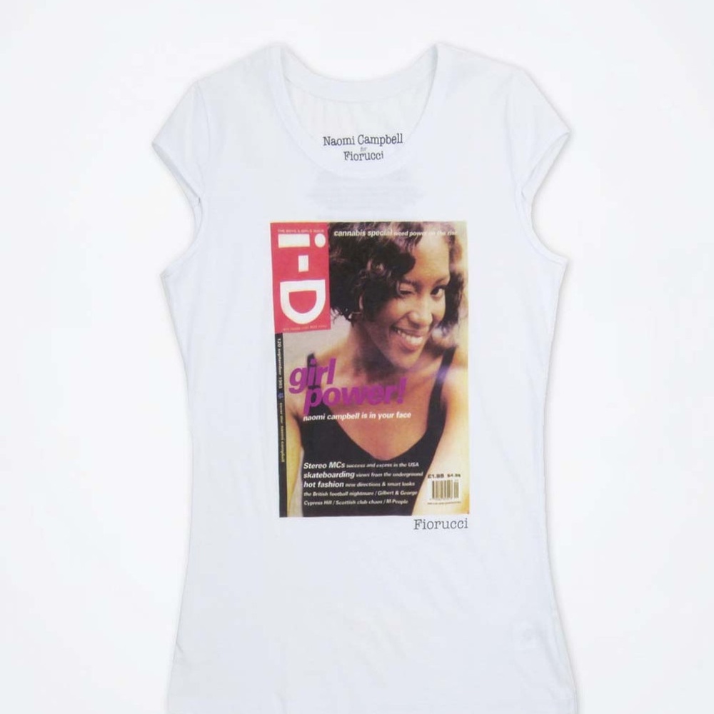 Fiorucci Naomi Campbell White Magazine Print Tee